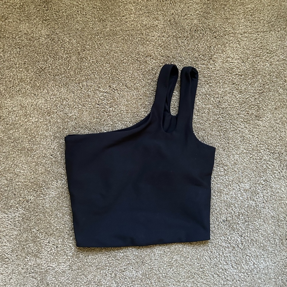 Abercrombie & Fitch YPB one shoulder top in black
